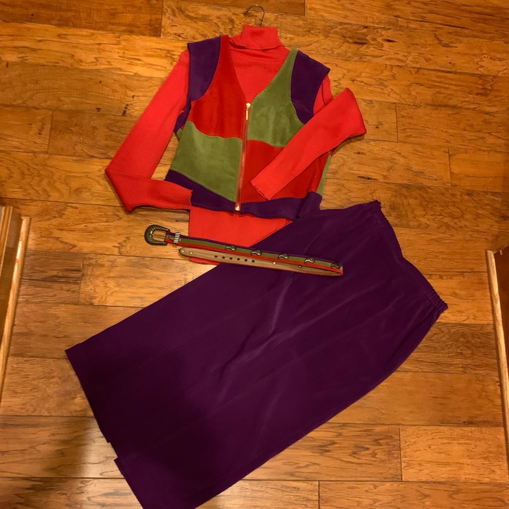 Skirt vest sweater belt matching